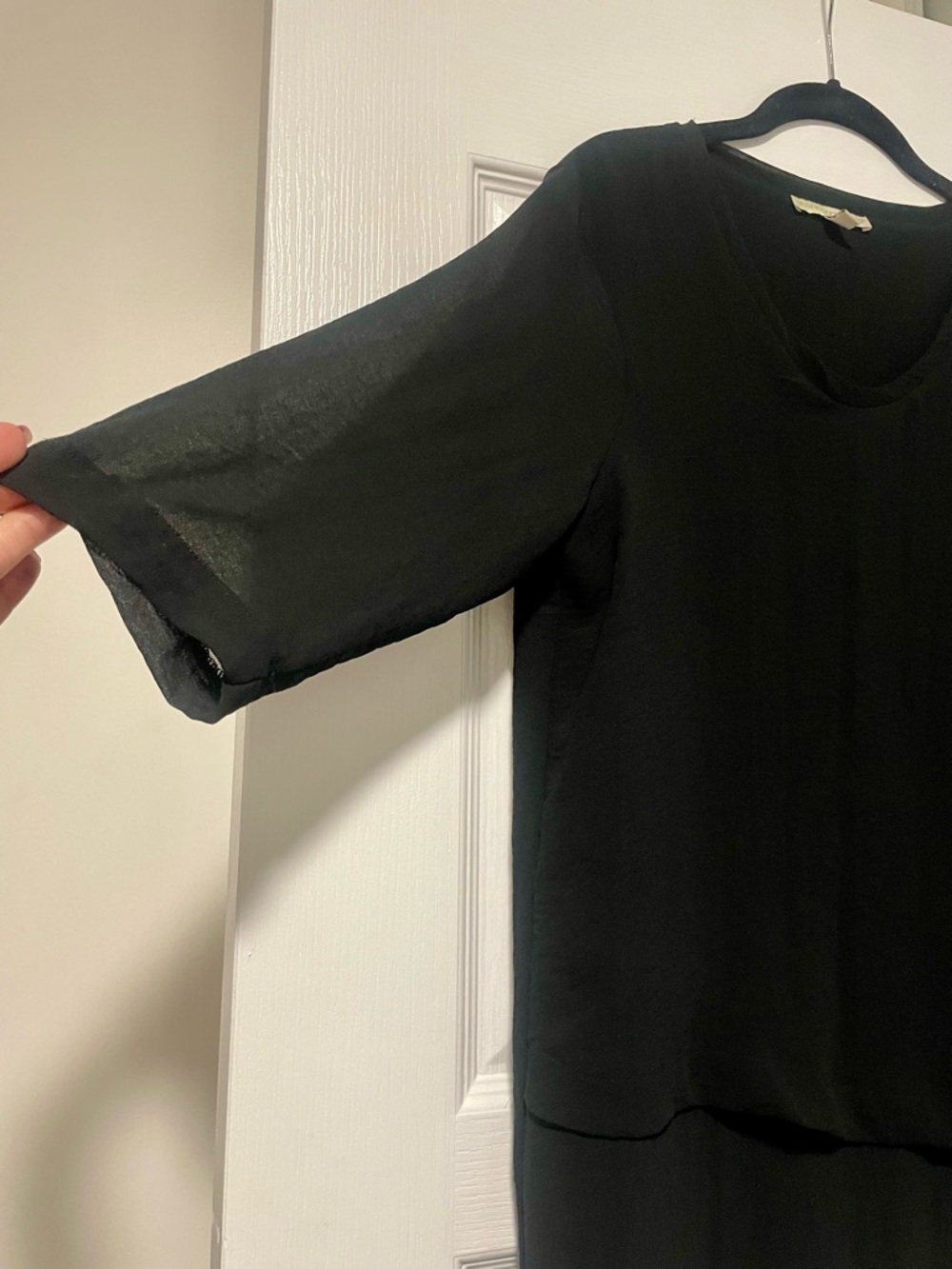 Shannon Passero Black Layered V-Neck Tunic Size Medium